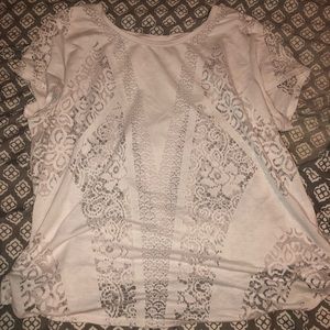 Sheer Patterned White T-Shirt